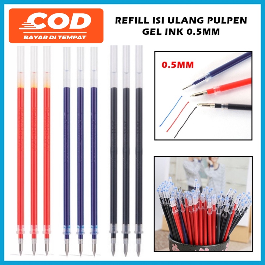 

Tinta pena Isi Ulang Tinta Pulpen 0.5mm / Refill Pen Gel Ink Bullet Tip 3 Warna / Alat Tulis Pena Perlengkapan Sekolah Kantor/ Pen Tinta Cair Standart tinta cair isi ulang