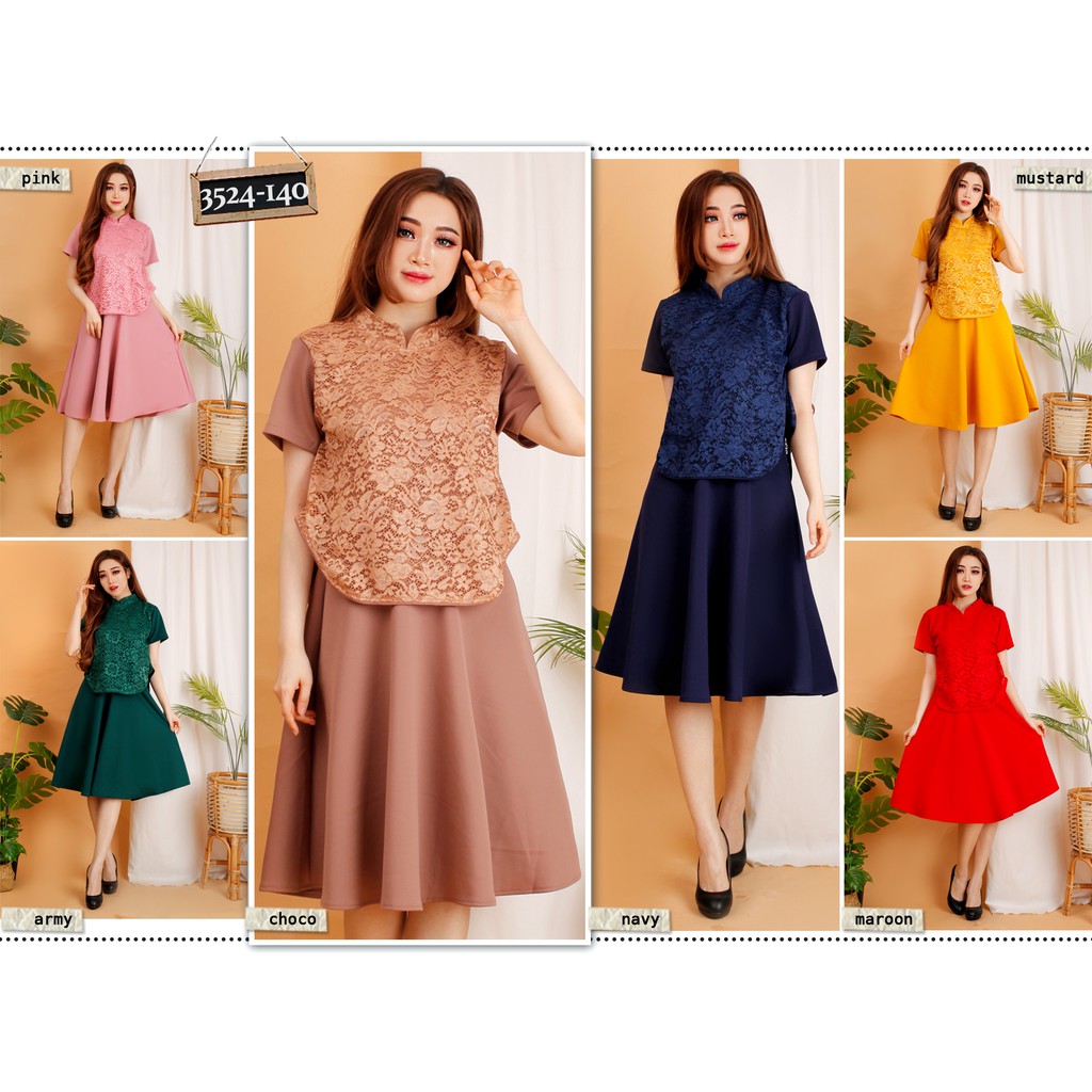 Kathryn collection #140, DRES SCUBA IMPORT PREMIUM KOMBINASI BRUKAT GLITER IMPORT