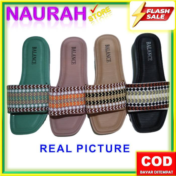 SANDAL WANITA BALANCE 1213 10 SLOP ETNIK ORIGINAL RUBBER EMPUK LENTUR CANTIK NICE BLC 1213-10