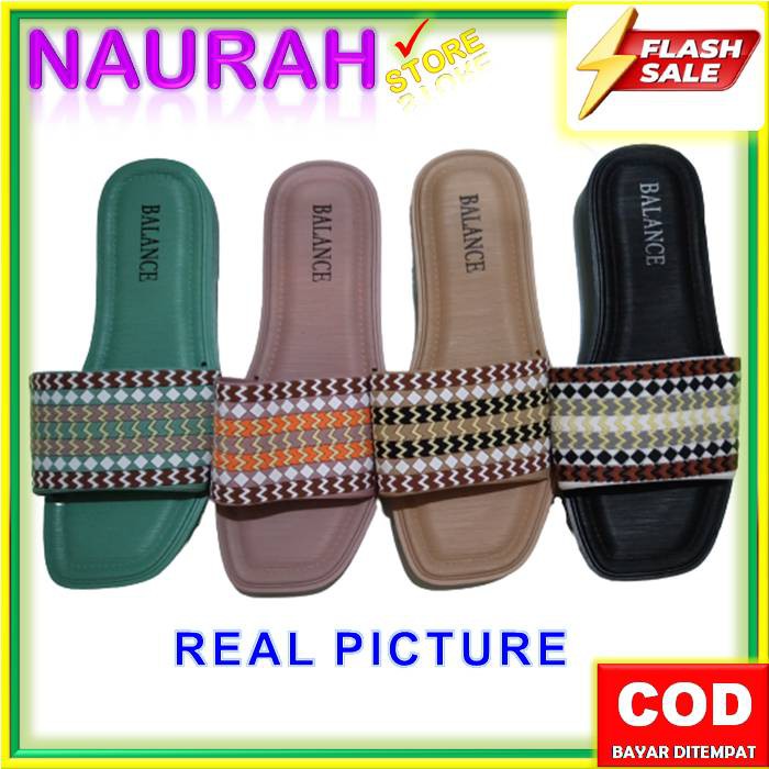 SANDAL WANITA BALANCE 1213 10 SLOP ETNIK ORIGINAL RUBBER EMPUK LENTUR CANTIK NICE BLC 1213-10