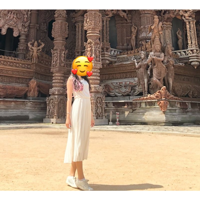 PRELOVED WHITE LONG DRESS ROK PANJANG PLISKET DRESS PANJANG PUTIH