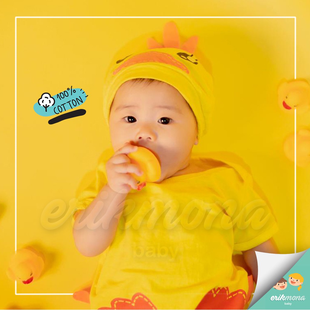 ⭐️baju bayi Jumper Bayi baju anak bebek kuning topi lucu⭐️