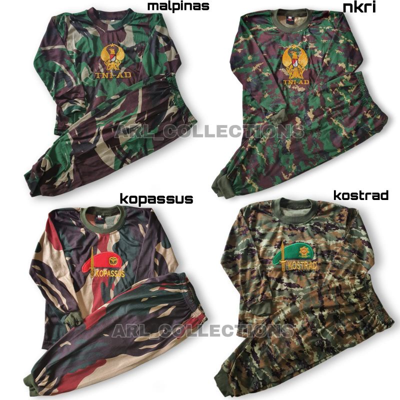 setelan kaos anak loreng / training anak loreng army / setelan trening panjang anak loreng