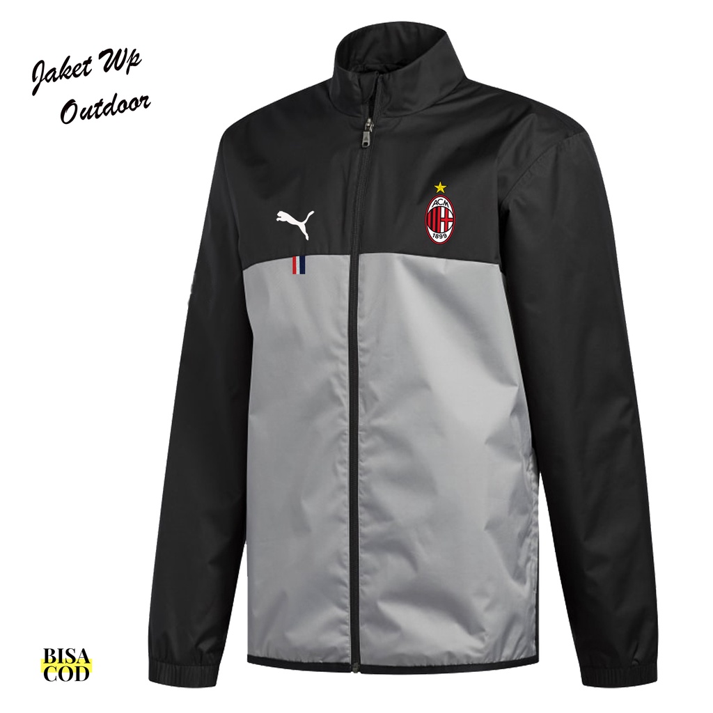 Jaket Outdoor Pria Logo Ac Milan Original / Jaket Winter Pria / Jaket Bomber Pria / Jaket Windbreake