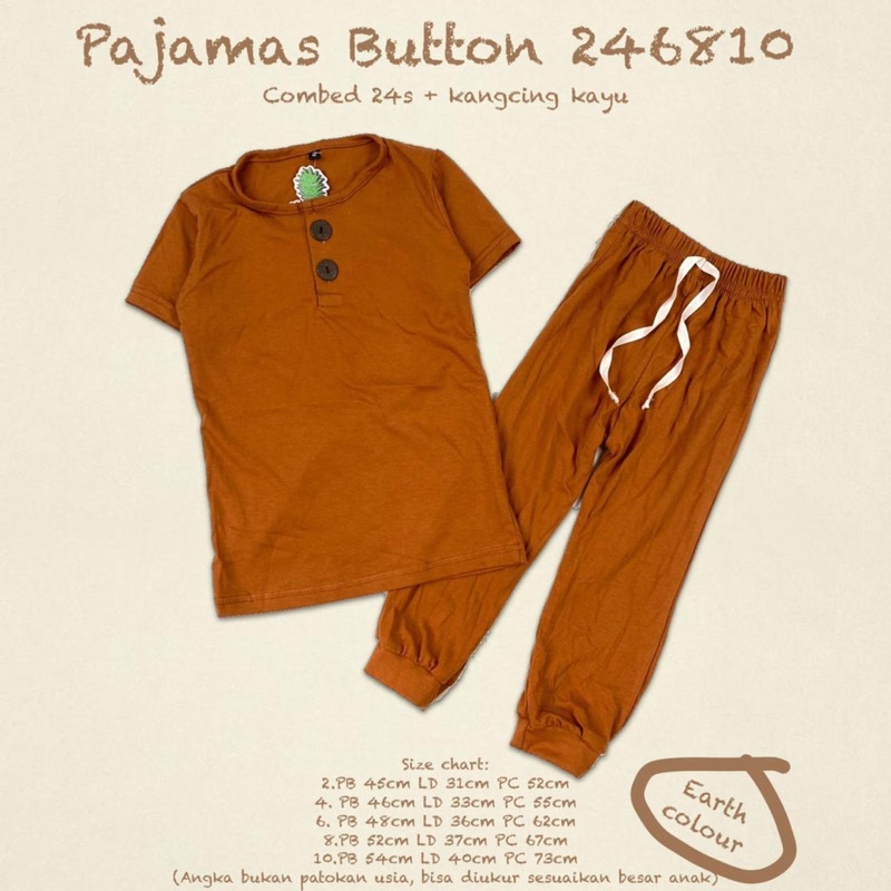 Pajamas Button Pineapple Kids Original Super Premium Setelan Anak Unisex Kaos Cowok/ Cewek Best Seller Terlaris Termurah