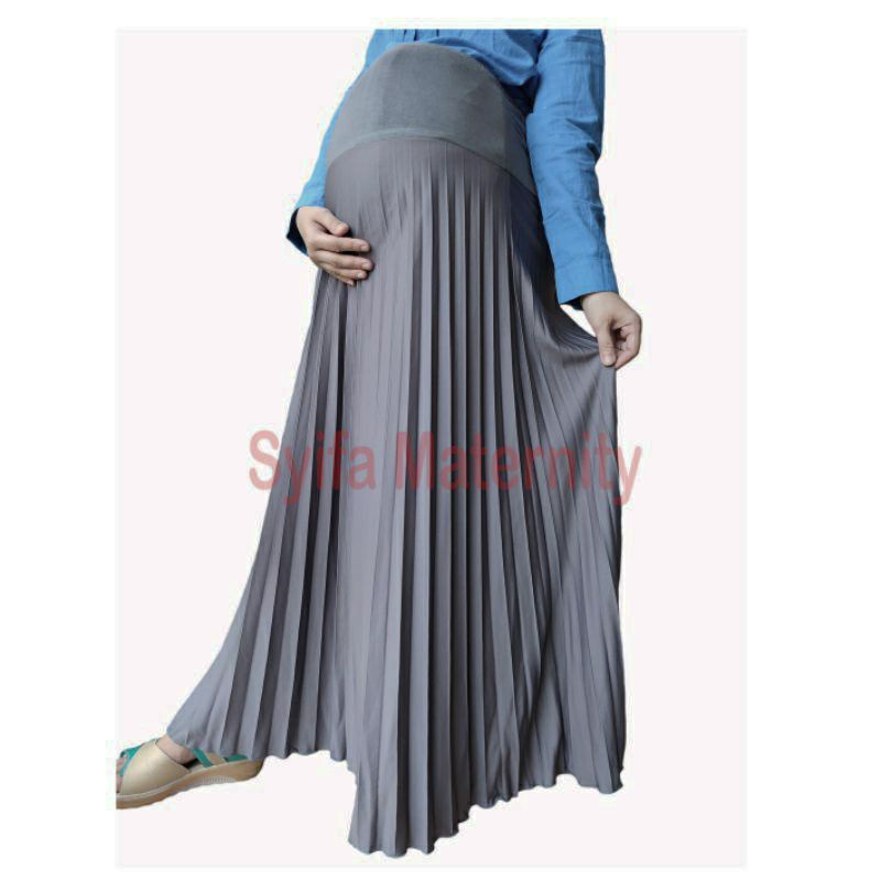 BA43 Rok Hamil Plisket - Syifa Maternity-Abu