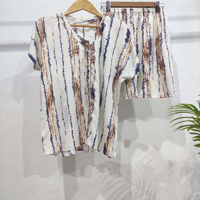 PIYAMA KANCING PENDEK HITS PIYAMA KANCING BUSUI | PIYAMA RAYON | HOMEWEAR-NK PD L