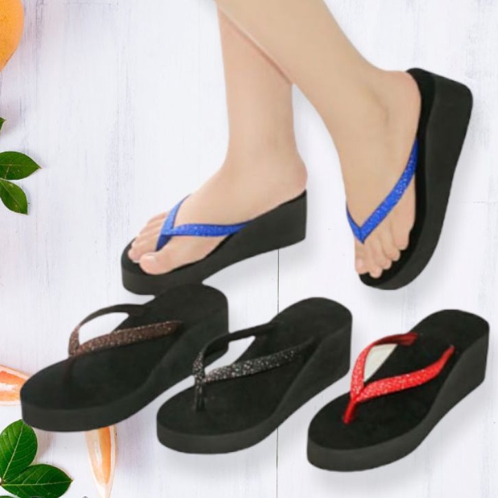 SENDAL WANITA WEDGES JEPIT BLINK - SANDAL JEPIT  WANITA KEKINIAN - SENDAL SPON (KODE BLINK-BLINK)