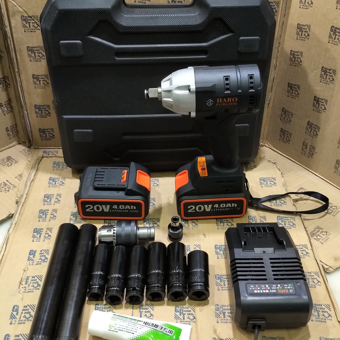 Mesin Impact Wrench Cordless Impact Wrench Multi Fungsi 2 baterai