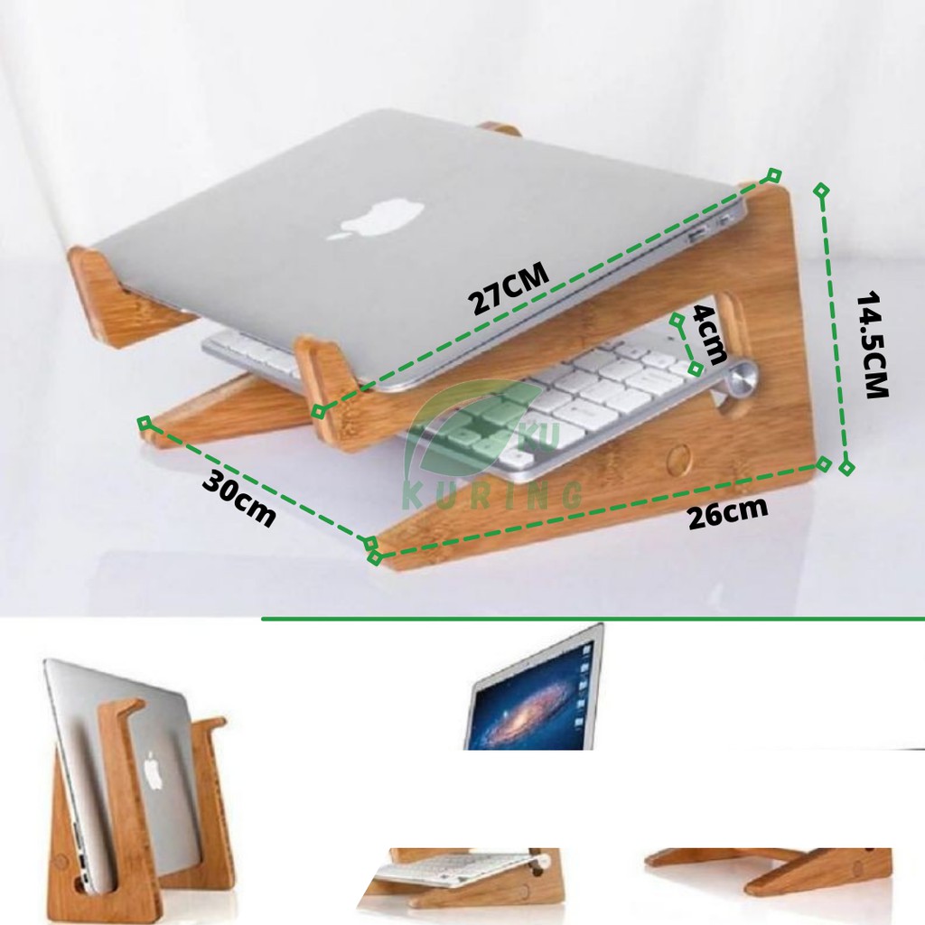 Wood laptop stand note book stand portable unik meja laptop kayu BIG SIZE