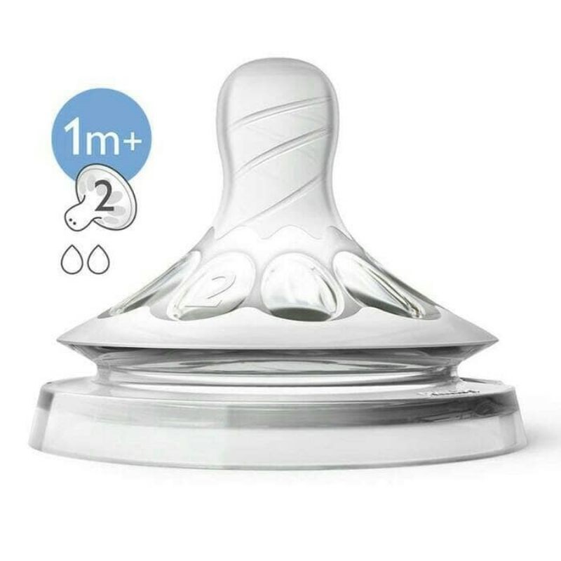 Nipple Avent Natural 2.0 size 1 2 teat wideneck extra soft dot usia 0m+ 1m+ ecer