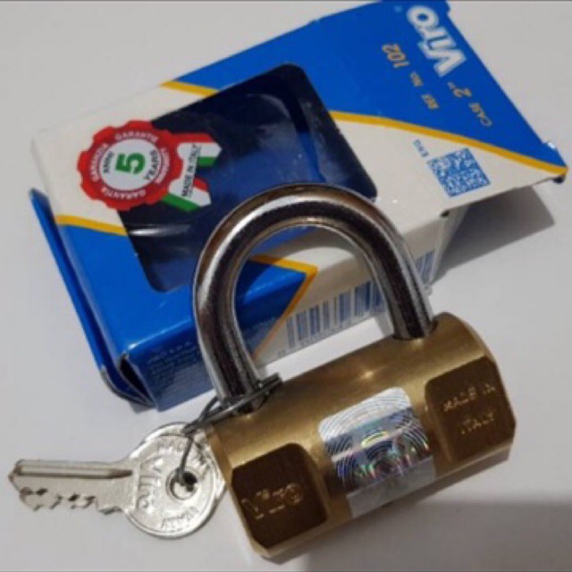 Gembok VIRO Balok 40mm Asli 101 / Kunci Gantung Bulat Kuningan 40 mm / Brass Rectangle Padlock Italy