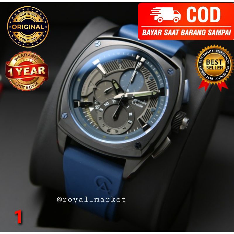 [PILIHAN WARNA LAIN GESER FOTONYA] ORI JAM TANGAN PRIA ALEXANDRE CHRISTIE RUBBER STRAP ARLOJI WATCH 