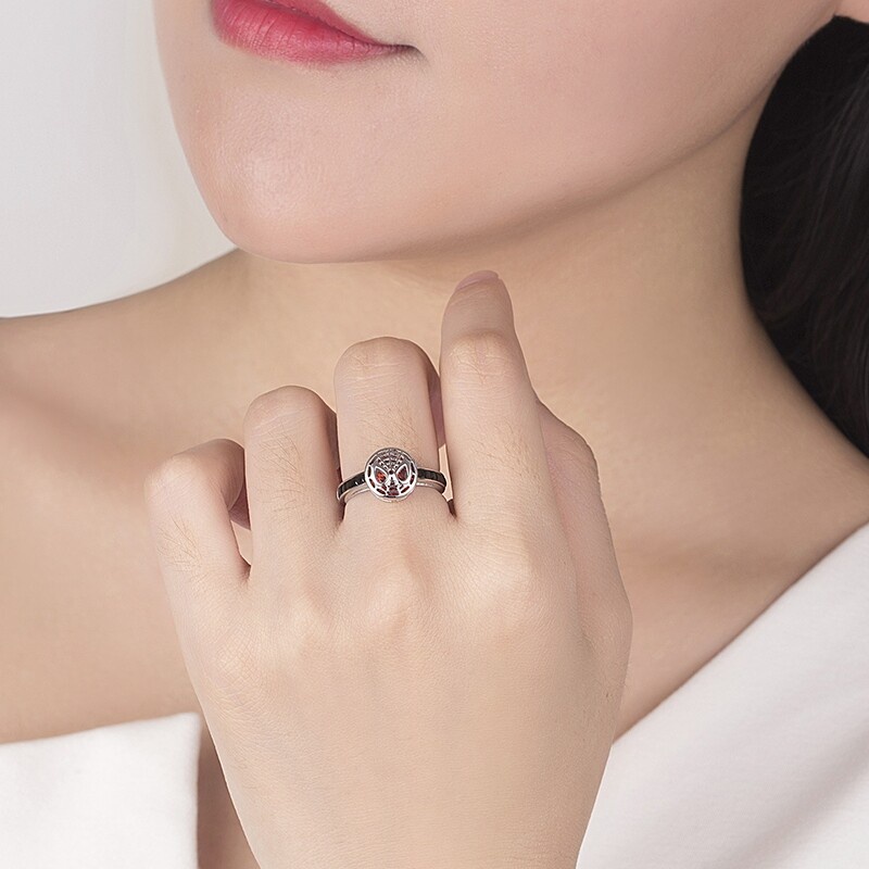 Cincin Model Terbuka Desain Topeng Laba-Laba Bahan Tembaga Warna Silver Gaya Hip Hop Untuk Pria Dan Wanita