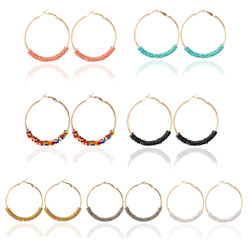 SIY  Colorful Beads Earrings Dangle Pendant Bohemia Hoop Jewelry Women Wedding Gifts