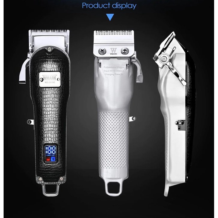 WMARK NG-2019C - Professional Electric Rechargeable Hair Clipper - Alat Cukur Elektrik Terbaru dari WMARK dengan Motif Kulit Buaya