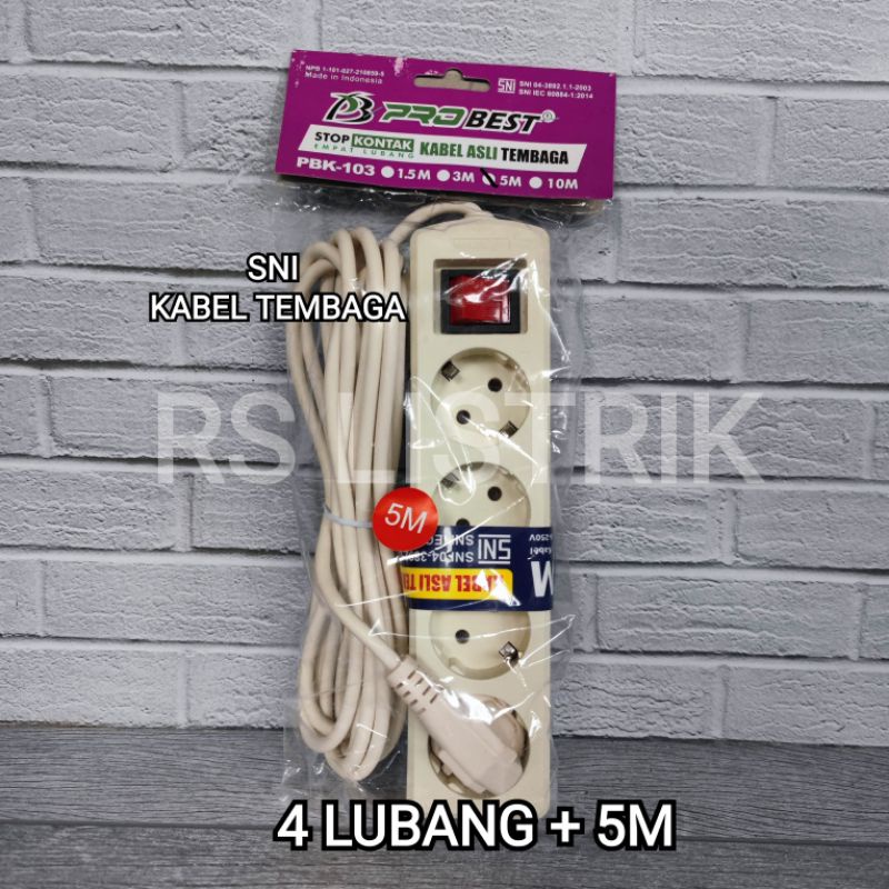 STOP KONTAK 4 LUBANG PLUS KABEL 5M SNI KABEL TEMBAGA