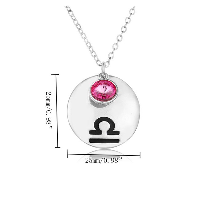 LRC Kalung Fashion + Big Red Diamond Constellation Lucky Birth Stone Stainless Steel Necklace D40194