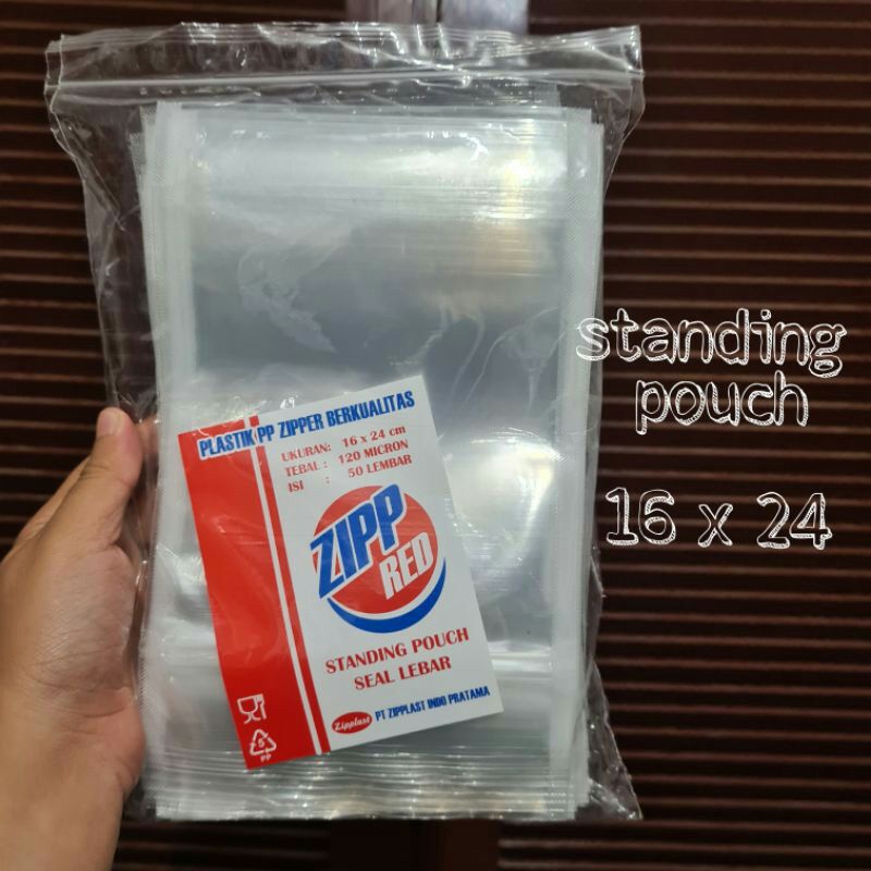 Satnding Pouch 16x24x0,12/Plastik PP ZIPPER(50pcs)