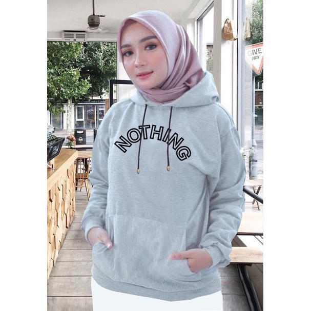 Sweater Hoodie Wanita nothing / Sweater Hoodie Korean Style / Sweater Terbaru 2021 / Sweater Tebal / Sweatshirt Hoodie Wanita