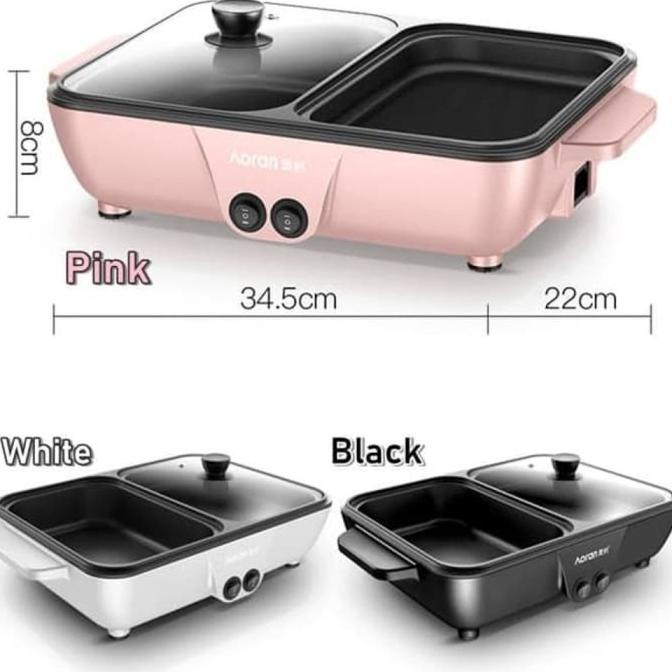 PERALATAN MASAK NEWSHENAR MINI ELECTRIC HOTPOT / STEAMBOAT & GRILL PAN / BBQ MULTIF PERALATAN DAPUR