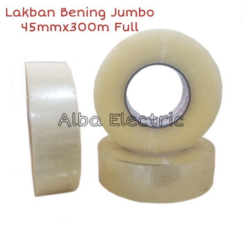 Lakban Bening Jumbo 300M FULL 45mm Tebal Bening 300 Meter FULL Grosir