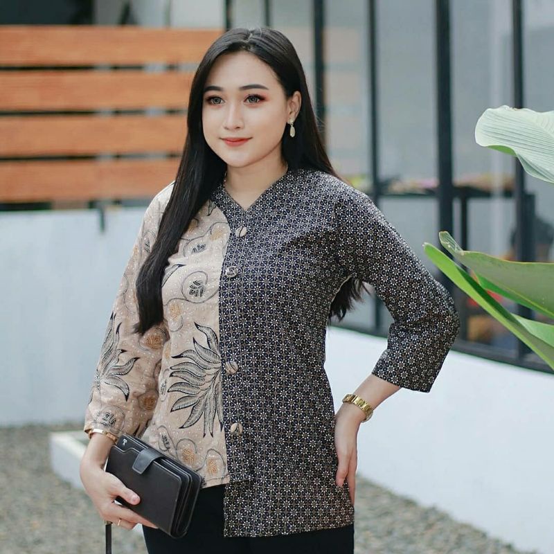 BAJU BATIK WANITA MODERN MONALISA GENES M,L,XL asli PEKALONGAN-sopal truntum JM