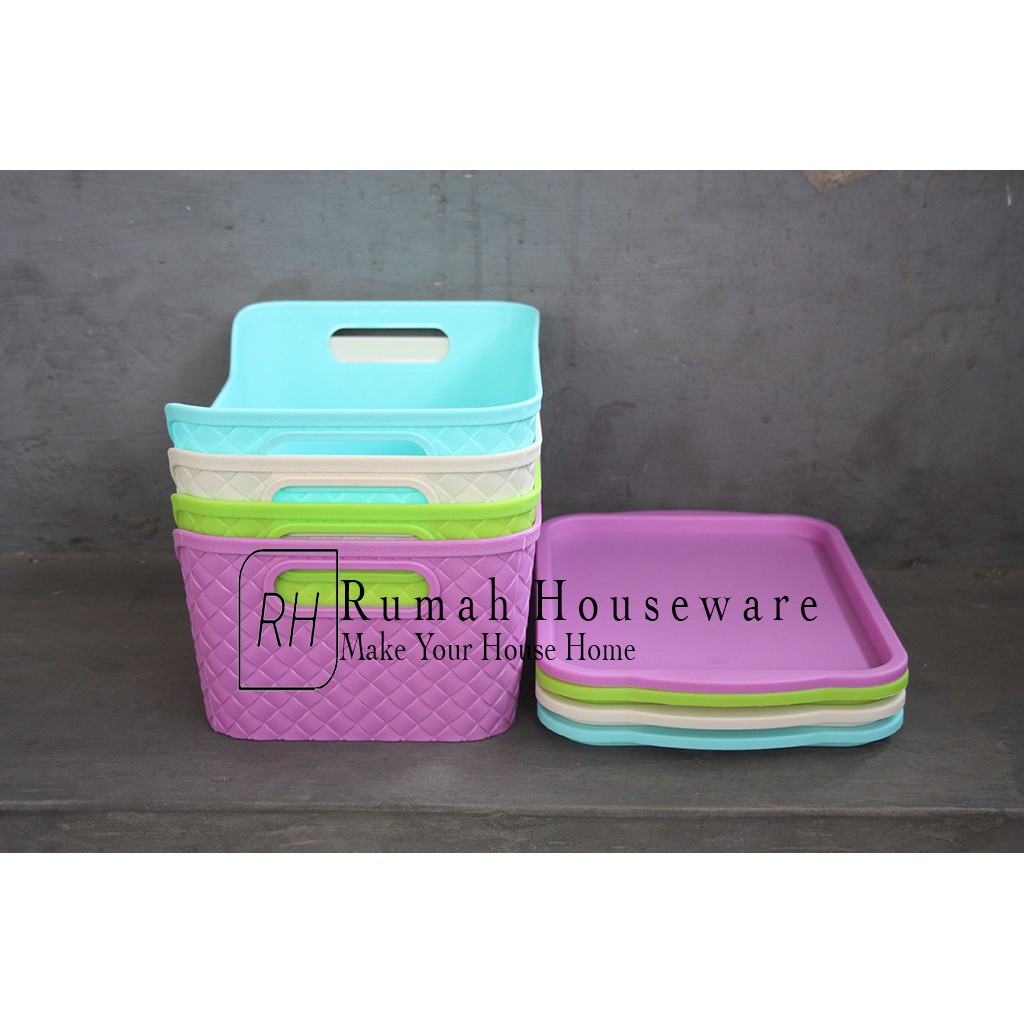 Keranjang plastik Tutup / Container Serbaguna + Cover Lucky Bird KECIL