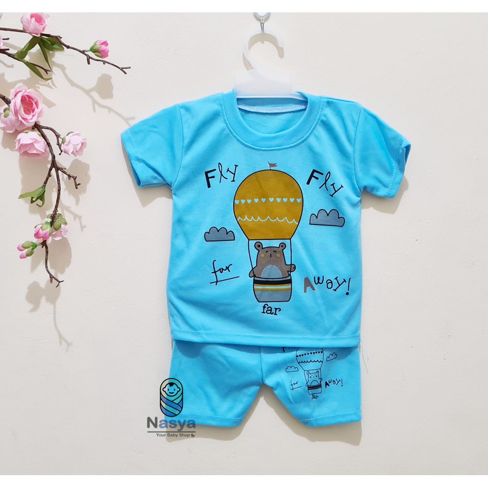 [J-002] Setelan Baju Pendek bayi laki-laki / Baju anak bermotiif MURAH (0-6 bulan)