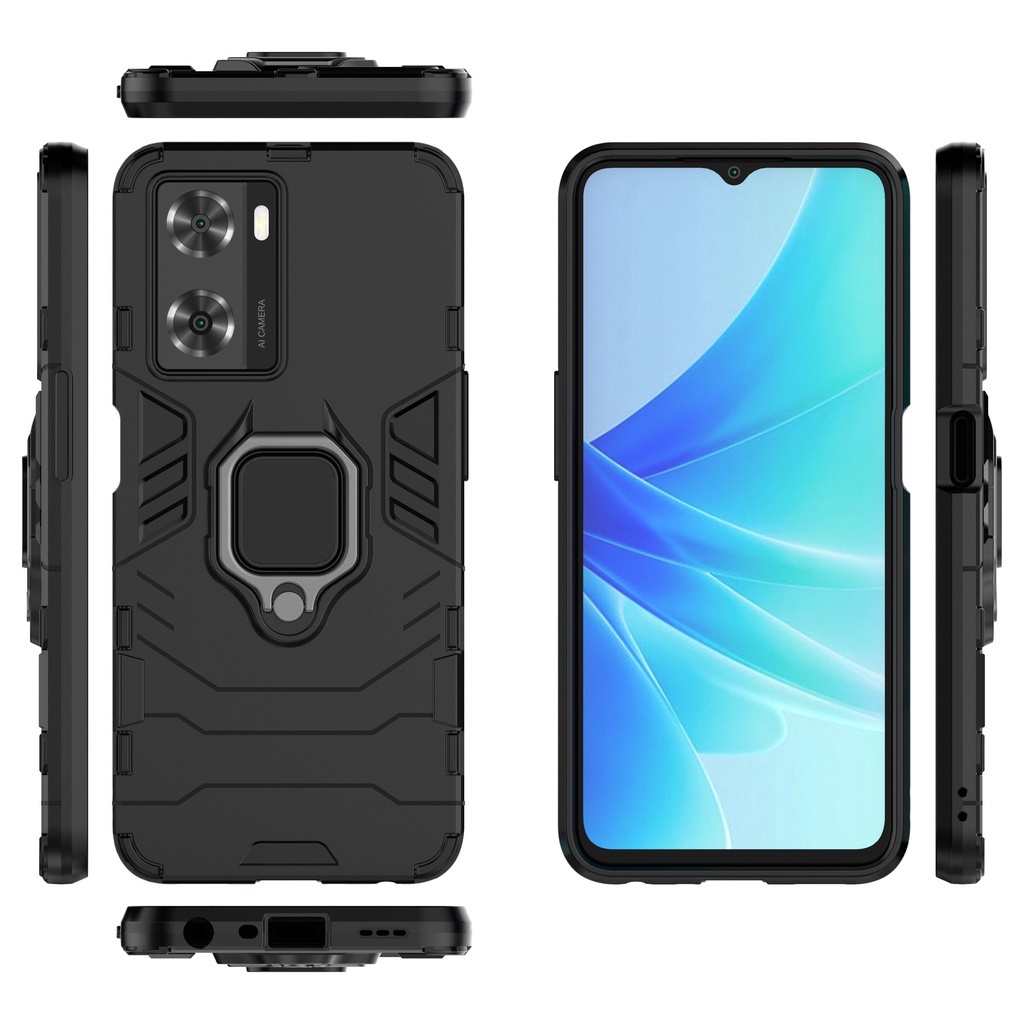 Oppo A77s / A57 4G 2022 Case Armor Stand Ring Casing Shockproof Hard Casing Thunder Cover