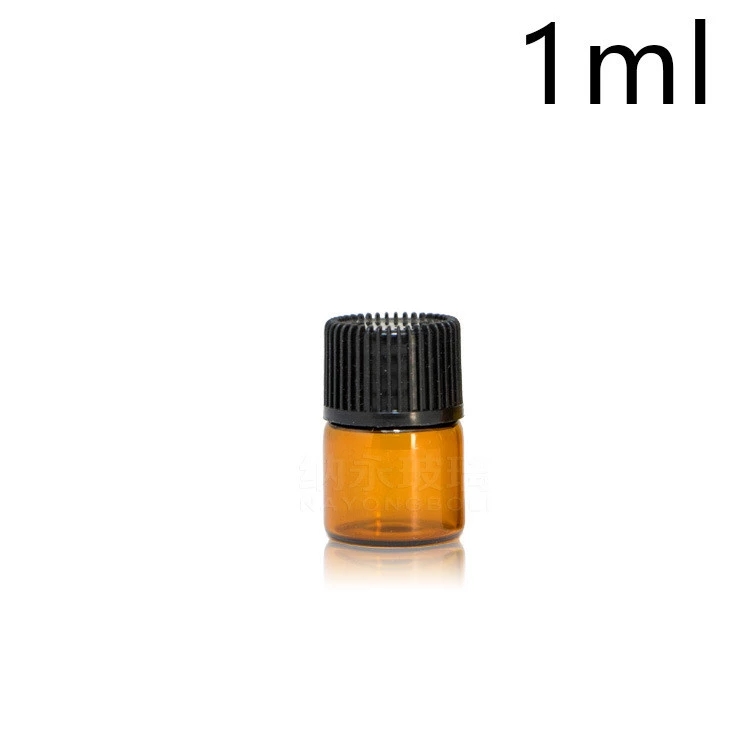 (Orifice) Botol Kaca Amber Mini 1ml + Tutup Untuk Sampel Minyak Essensial / Laboratorium