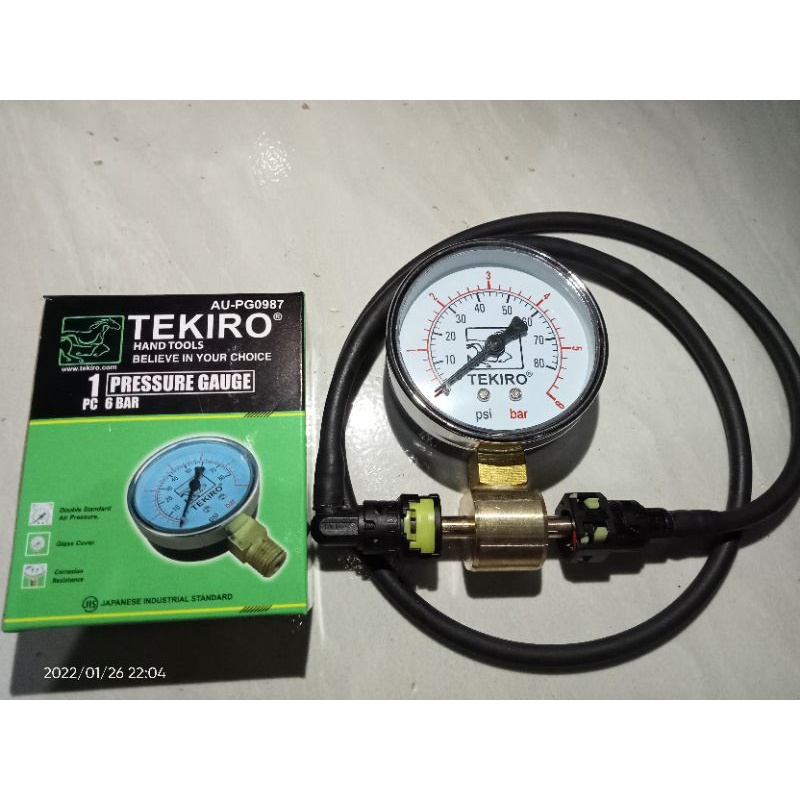 pressure gauge alat ukur tekanan bahan bakar ujung 6 mm x 6 mm