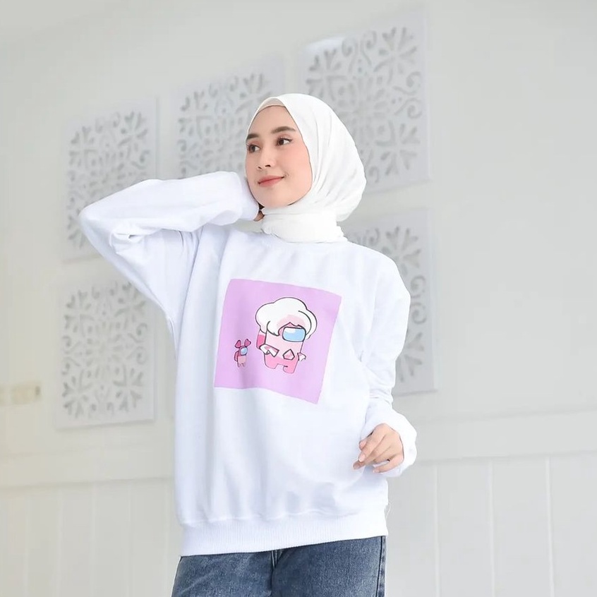 Sweater Among Us Purply Unisex Fashion Model Terbaru