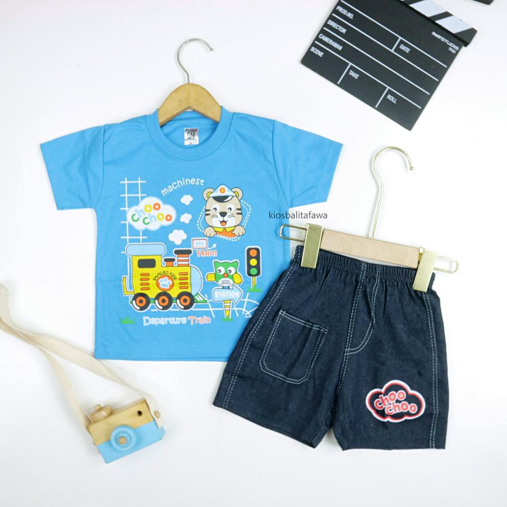 (SNI) Setelan Baby Kiddo uk 3-18 Bulan / Export Class Set Bayi Anak Laki Celana Lengan Bahan Kaos Murah Babycinnamon