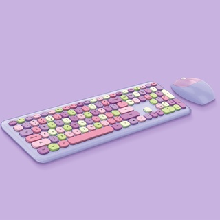 MOFII Keyboard Mouse Set 2.4G 666 Wireless silent Keyboard And Mouse bekerja dengan Windows Mac untuk Android keyboard wanita