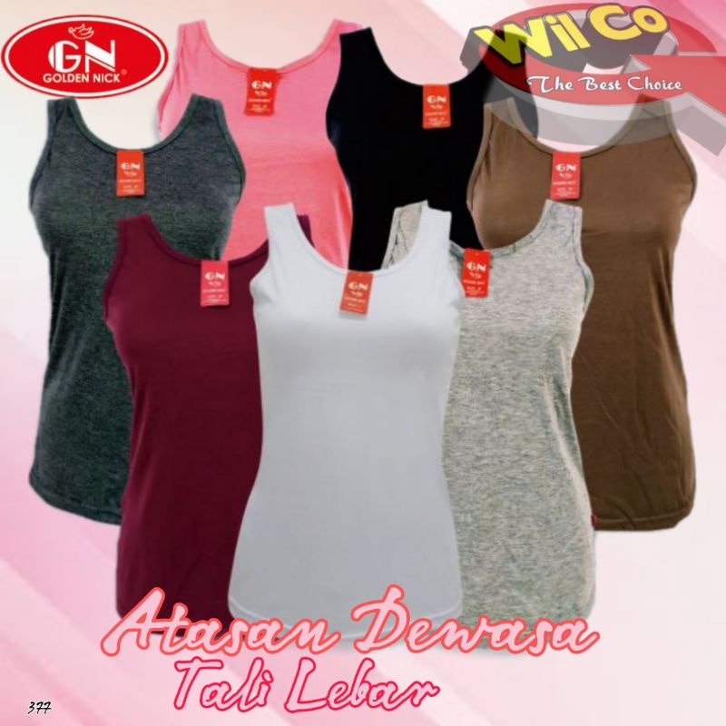 K377 (1-3 pcs) Golden Nick AtasanTanktop Wanita Tali Lebar Size XL - XXL