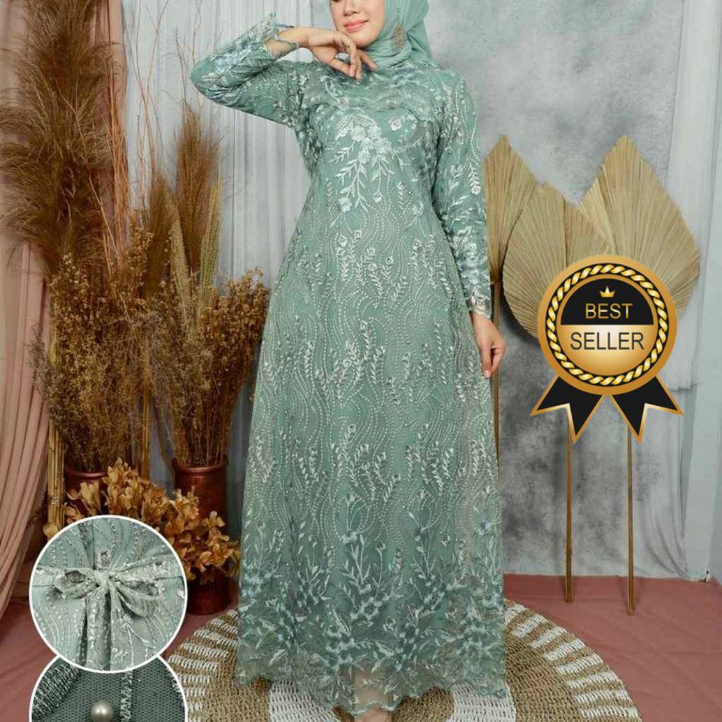 [BRUKAT PREMIUM ADA JUMBO] MAXI DRESS KONDANGAN DRESS BROKAT GAMIS KONDANGAN GAMIS BRUKAT