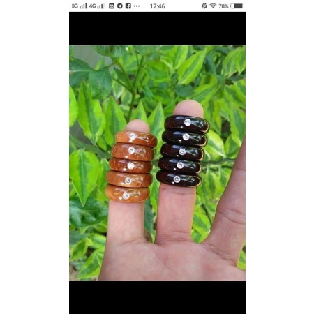 cincin kaokah polos dan permata 1 &amp;3 coklat dan hitam