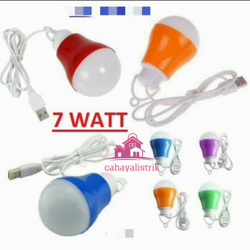 Lampu Bohlam USB 7 Watt LED Emergency Bulb 7W Colok Powerbank Laptop Saver Mobil Komputer Adaptor