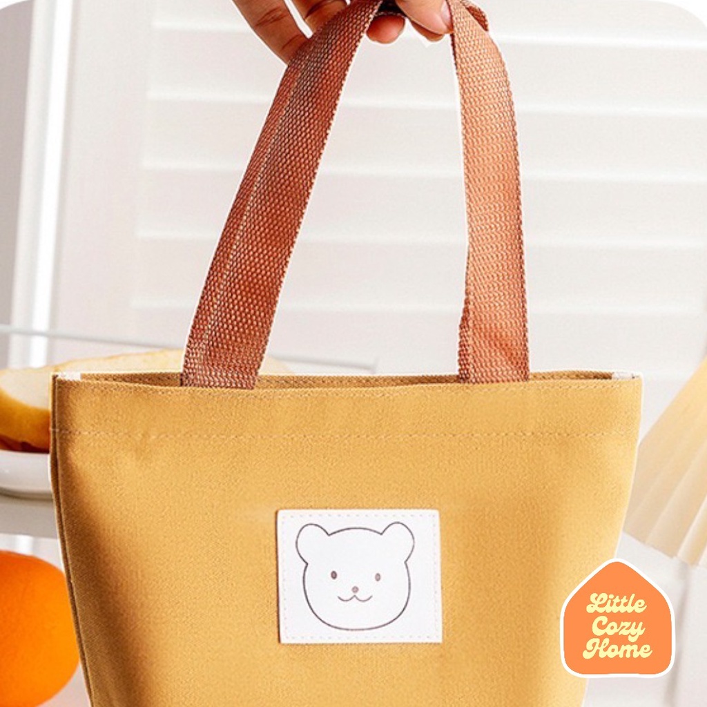 KUMA LUNCH BAG / Tas Bekal Anak Bahan Kanvas Warna Lucu Gambar Beruang