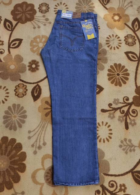 (33-38) Celana Jeans Pria / Cowok Panjang Biru Model Standar Regular / Slim Murah