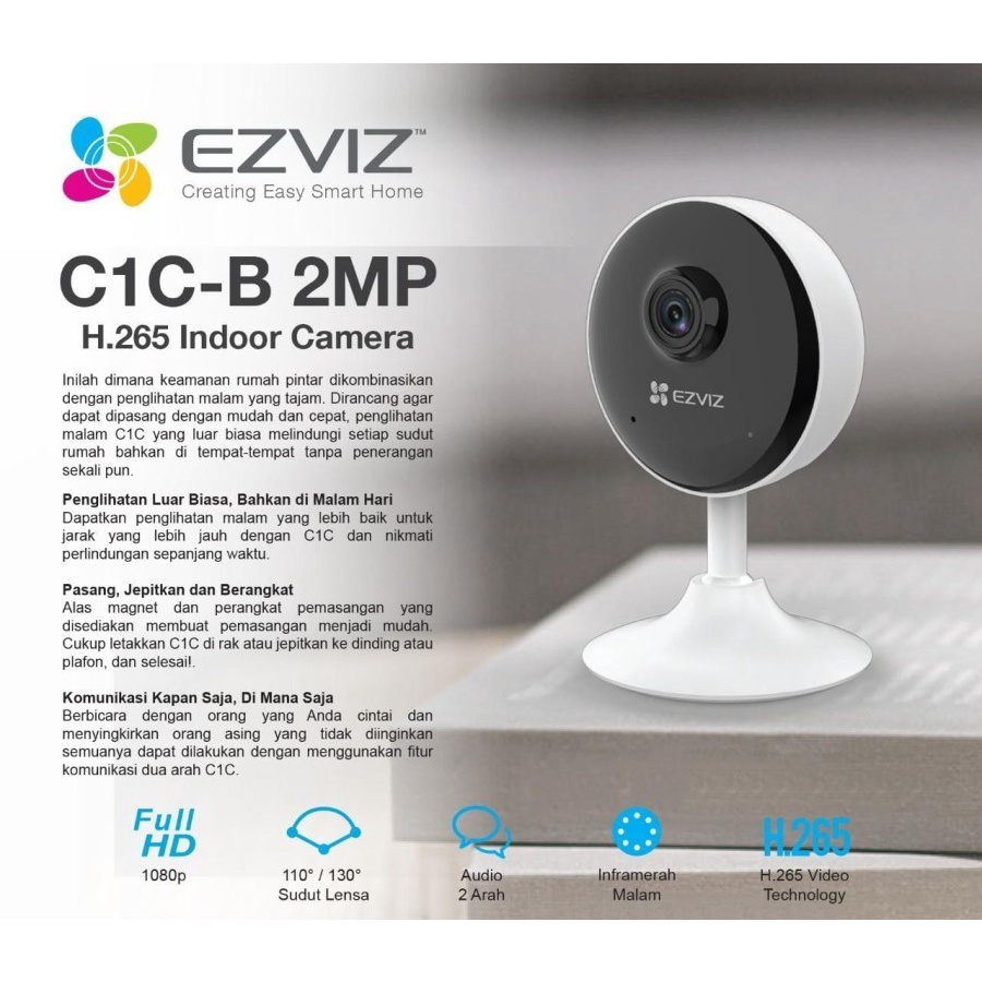 Ezviz C1C-B 1080P H 256 Wireless IP Camera CCTV Night Vision Garansi