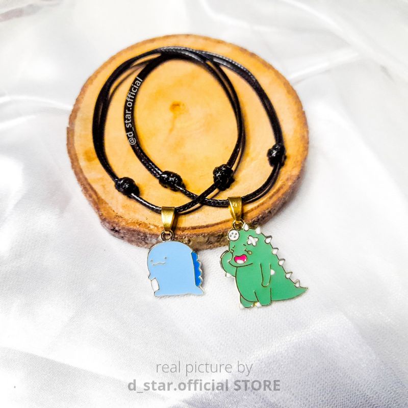 DS - Dino Mix Cute Bracelet || gelang couple tali mengkilap ukuran adjustable dapat dibesar kecilkan