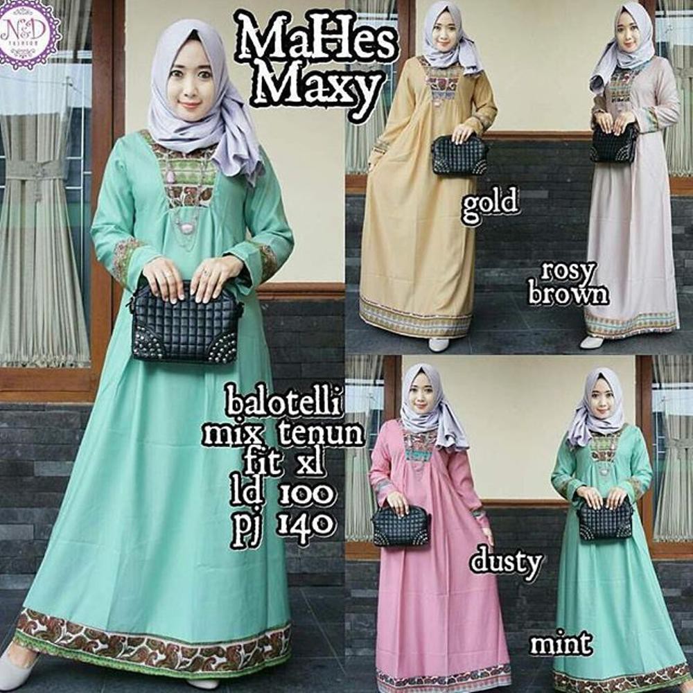 Baru Mahes Maxy Gamis Kondangan Longdress Formal Baju Muslim Motif