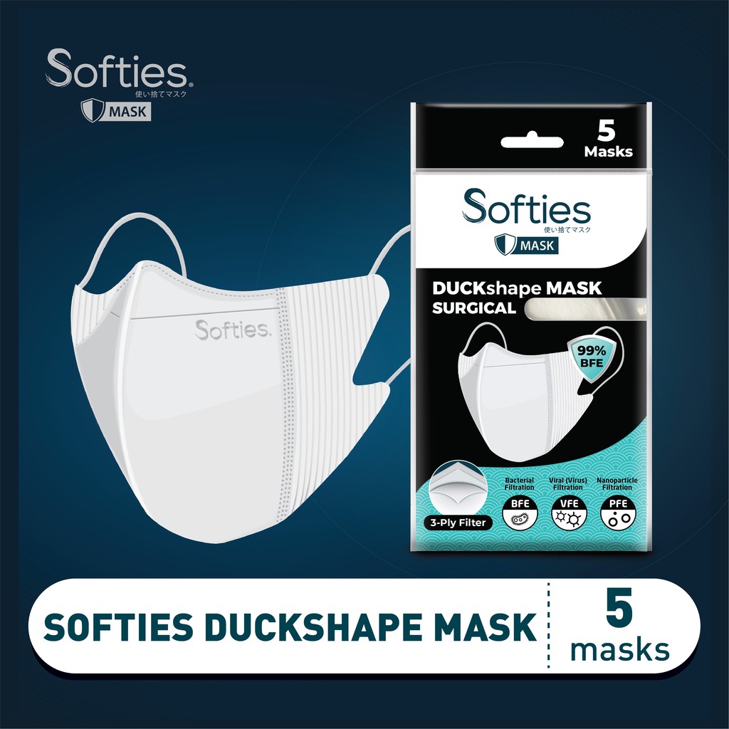 Softies Duckshape Mask Surgical (5 Masks) - Putih