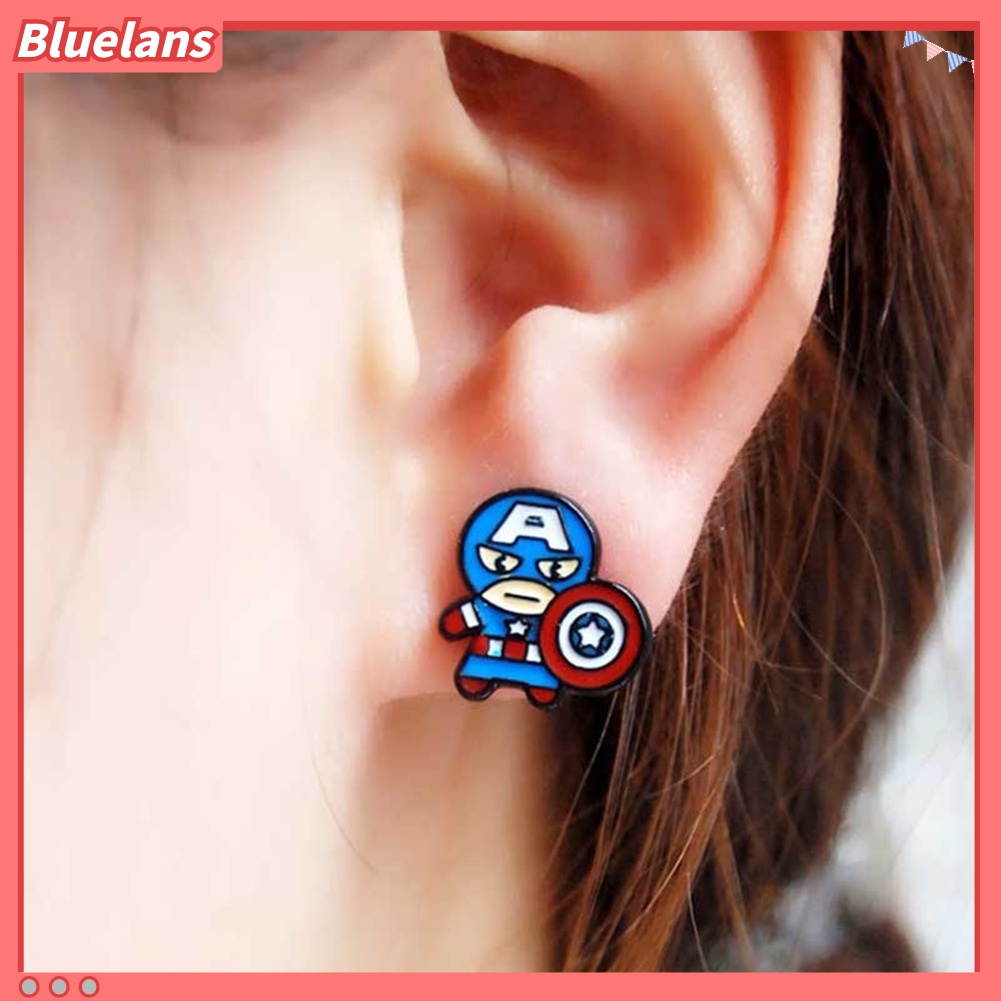 Anting Stud Enamel Desain Kartun Spiderman Deadpool Captain America