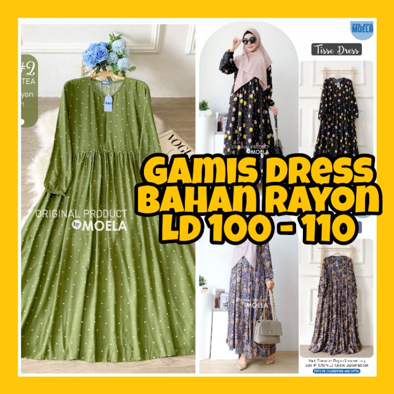 Gamis Dress Rayon Syari Wanita Muslim Motif Bunga Polkadot Warna Hitam Terbaru LD 100 Bahan Premium 