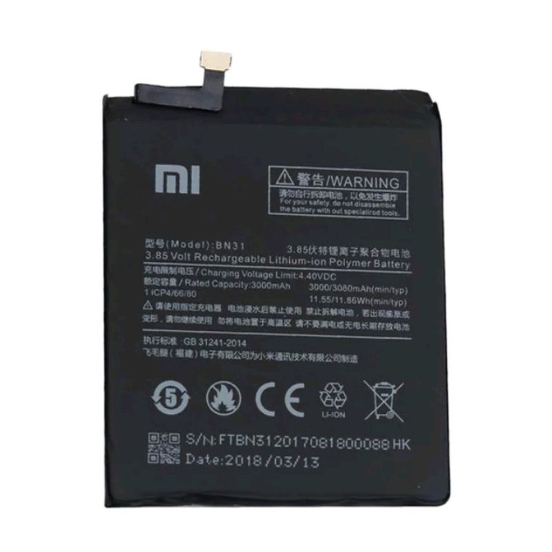 BATRE BATRI BATTERY BATERAI XIAOMI REDMI NOTE 5A BN31 ORIGINAL