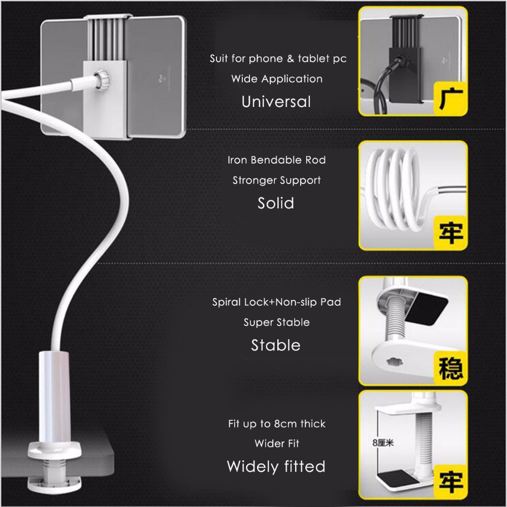 Rebuy Stand Holder / Dudukan Ponsel / Tablet 4-10inci Flexible Dapat Berputar 360 Derajat Untuk Tempat Tidur