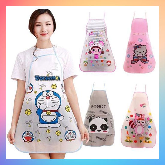 CELEMEK MASAK ANTI AIR APRON WATERPROOF DAN OILPROOF MOTIF KARAKTER CELEMEK DAPUR